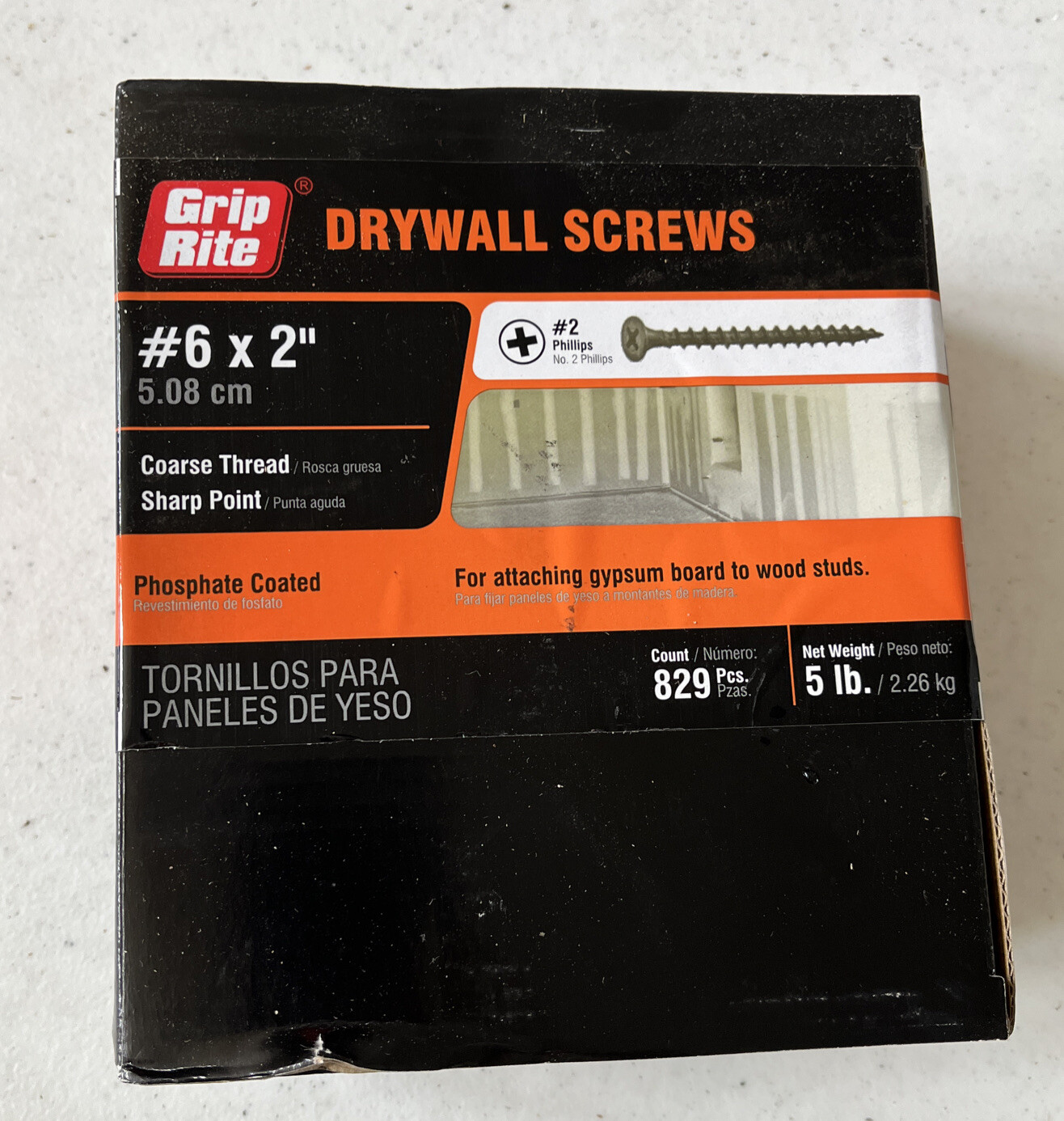 [5 Pounds-829 Screws]GRIP-RITE Drywall Screws #6 x 2” Philips Coarse Thread gallery