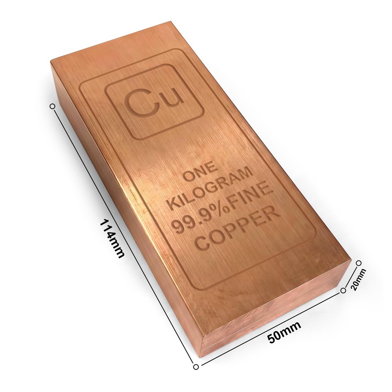 Solid Copper Bar 1 KG(2.2lb) | 99.9% Pure Copper (Cu 999) | Decorative Collec... gallery