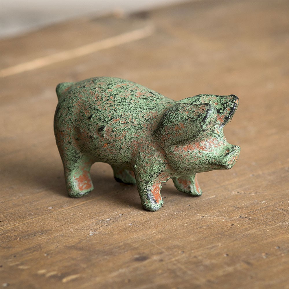 Cast Iron Pig Piglet Statue Figure Figurine - Vintage Farm Country Garden Decor gallery