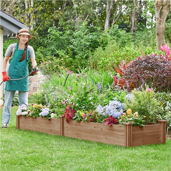 Wooden Raised Garden Bed Divisible Planter Box for Yard/Vegetable/Flower/Herbs gallery
