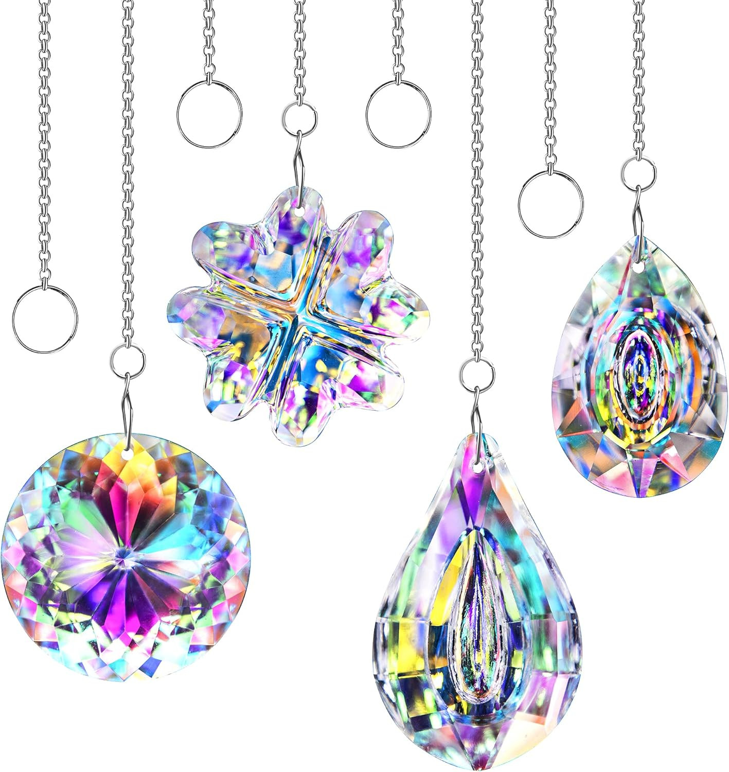 HDCRYSTALGIFTS 4Pcs Crystal Suncatchers for Window Hanging Sun Catchers Indoor R gallery