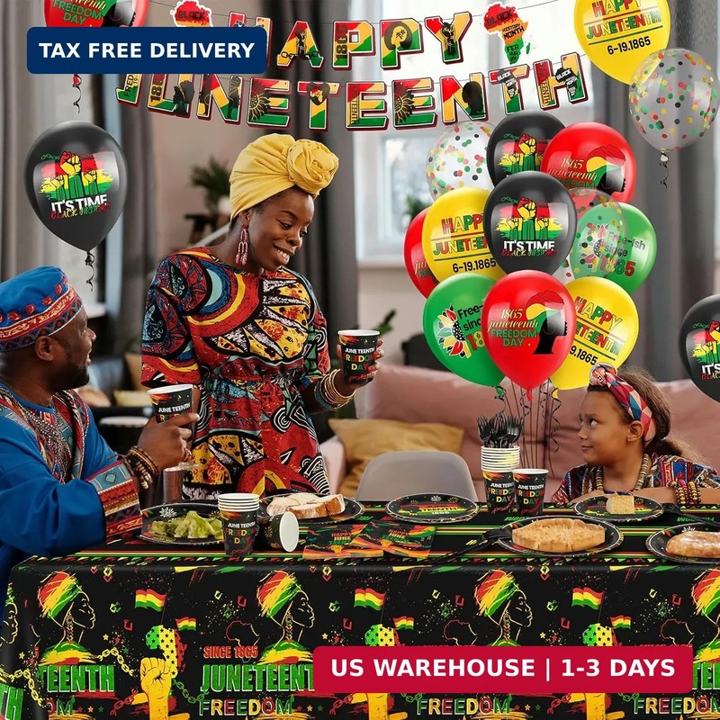 Happy Juneteenth Decorations, Juneteenth Party Supplies, Disposable Tableware Se gallery