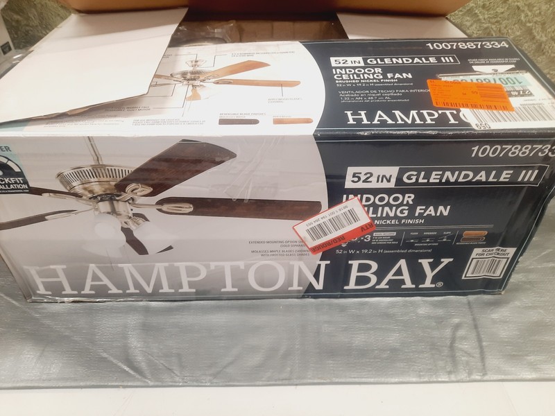 Mounting Bracket Hampton Bay Glendale III 52" Brushed Nic Ceiling Fan 1007887334 gallery