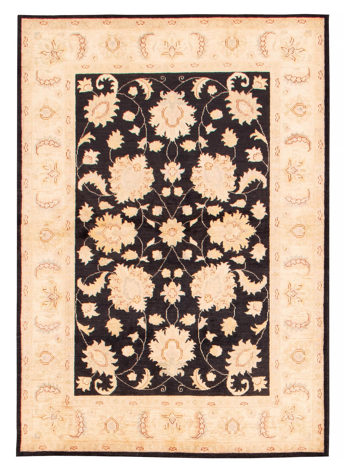 Traditional Black Hand-knotted Area Rug 5'0" x 7'0" Oriental Wool Carpet gallery