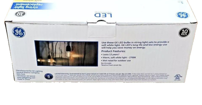String Light Replacement Bulbs GE 60 Lumen Soft White Medium Base E-26 (40 PACK) gallery