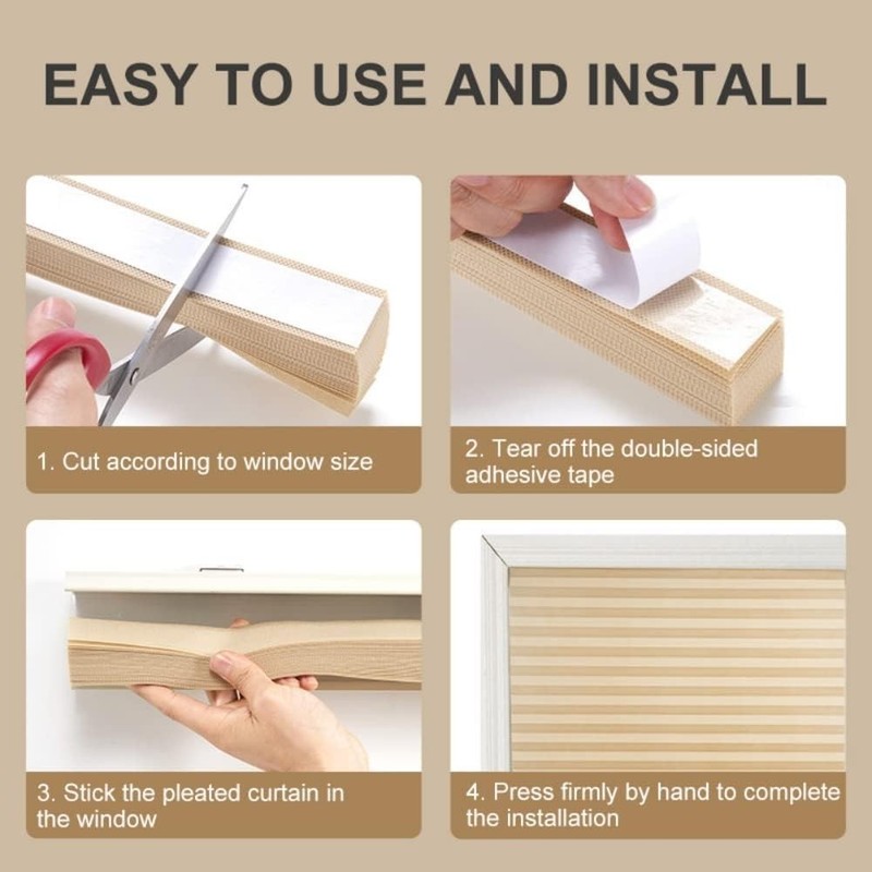 2 Pack Temporary Blackout Blinds for Window, Self Adhesive Pleated Cordless N... gallery