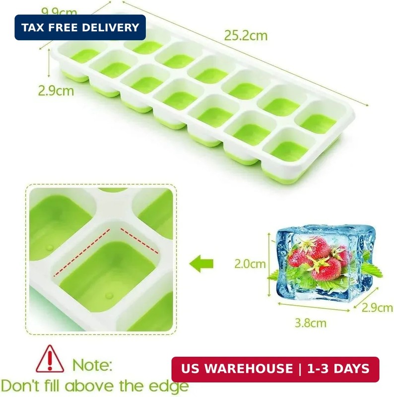 Ice Cube Trays, Silicone Easy-Release and Flexible 14-Ice Trays with Spill-Resis gallery