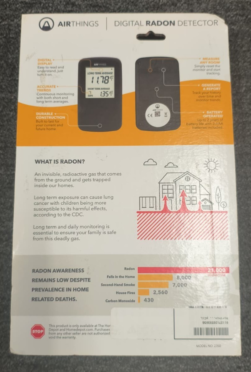 AirThings Portable Handheld Digital RADON Detector! 2350 Home Basement- NEW , F2 gallery