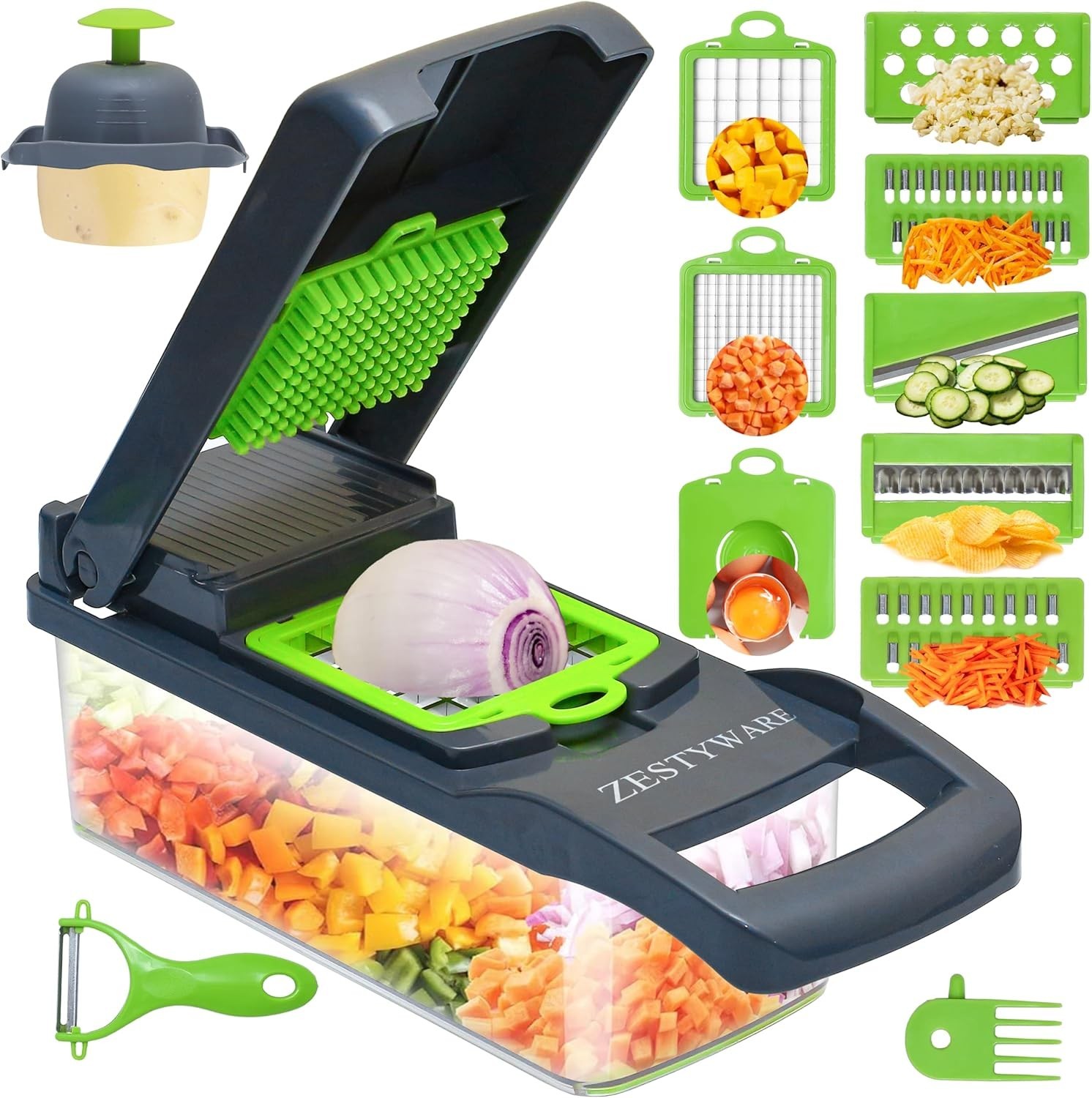 15-in-1 Vegetable Chopper with container,Veggie Chopper,Onion Chopzilla,Slicer gallery