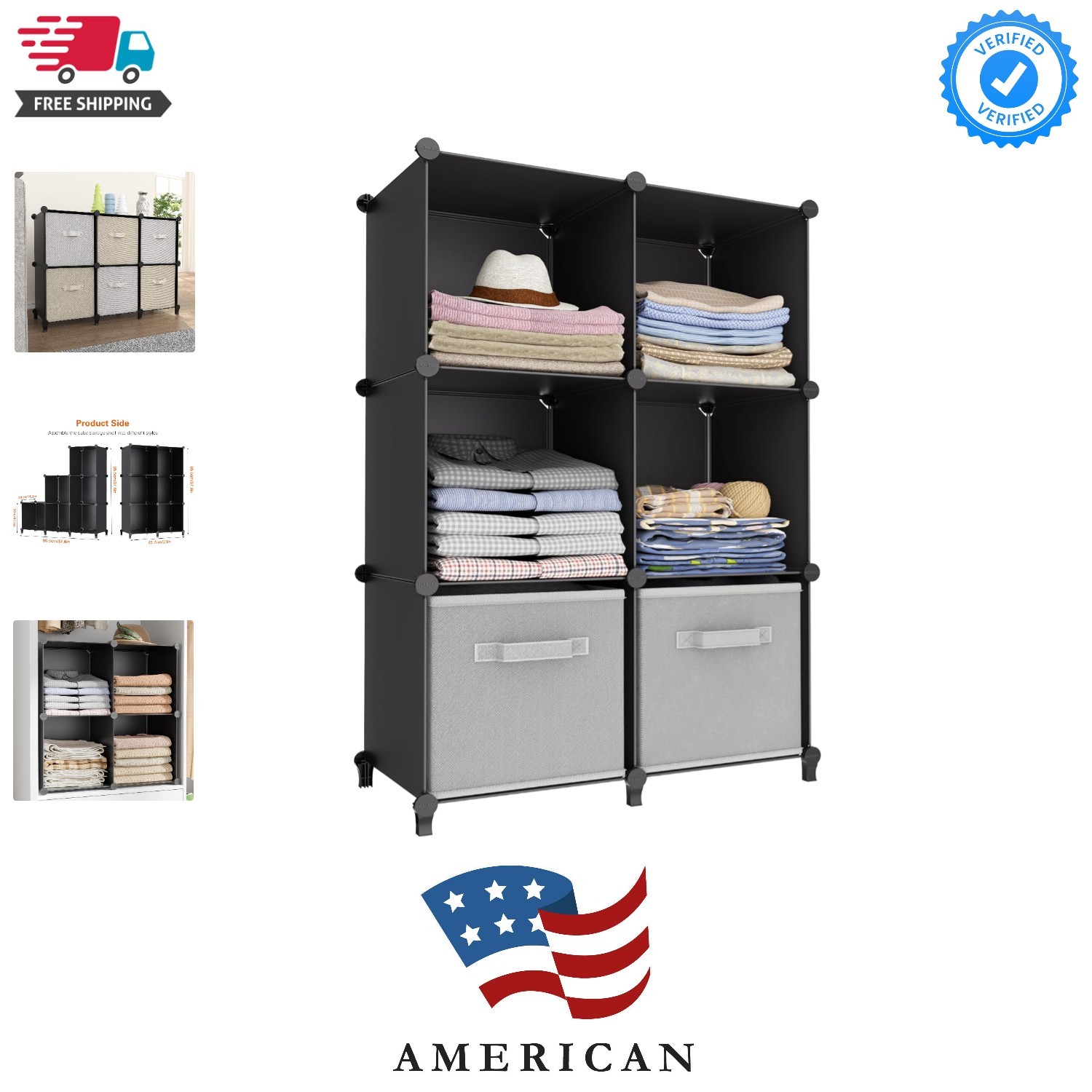 6-Cube Storage Organizer, Closet Organizer Storage Cabinet Shelf Bookcase Boo... gallery
