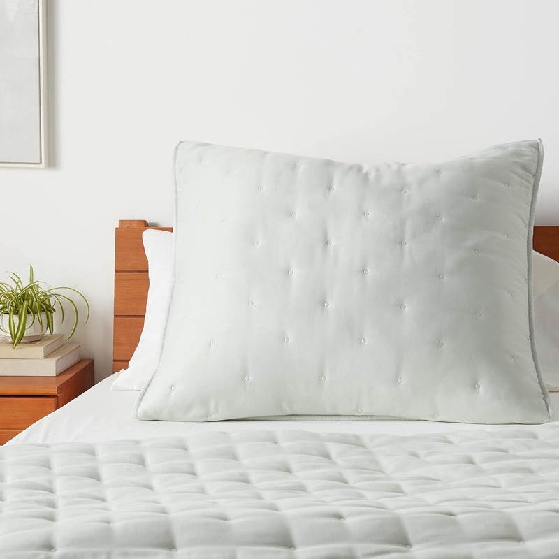 Recycled Polyester & Cotton Blend Quilted Sham Large Euro 80x80 cm Pale Sage gallery