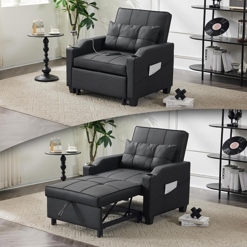 Sleeper Chair 3-in-1 Convertible Futon Sofa Bed Pull Out Couch Recliner Chair gallery