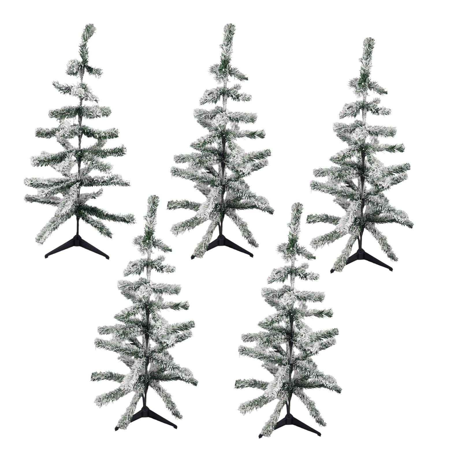 Flocked Tree Christmas Table Decor 30" Unlit Evergreen Poseable 5 Pack Lot gallery