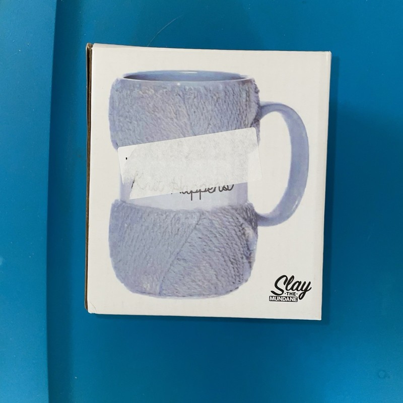 Knit Happens Ceramic Mug Knitting Crochet Gray Yarn Shaped Slay the Mundane gallery