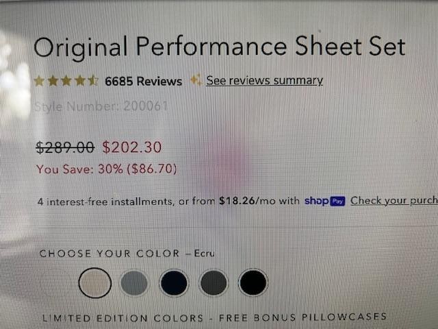 SHEEX Original Performance Premium Cooling Sheet Set Queen White NEW in pk 4 pcs gallery
