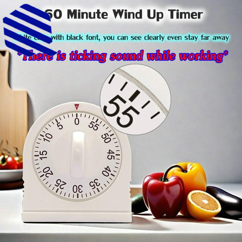60 Minute Wind up Timer Visual Mechanical Timer with Loud Alarm Manual Countdo gallery