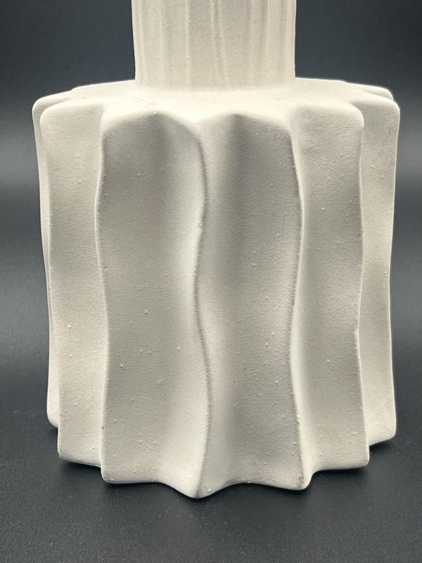 Fluted Modern Off White Matte Texture Ceramic Vase Decor 12” Tall Sculptural gallery