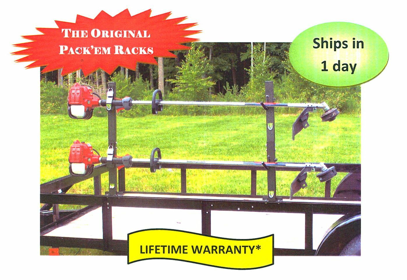 Lockable OPEN Trailer 2-Place Trimmer Rack Landscape Holds 2 Trimmer- PK-6S/6S2 gallery