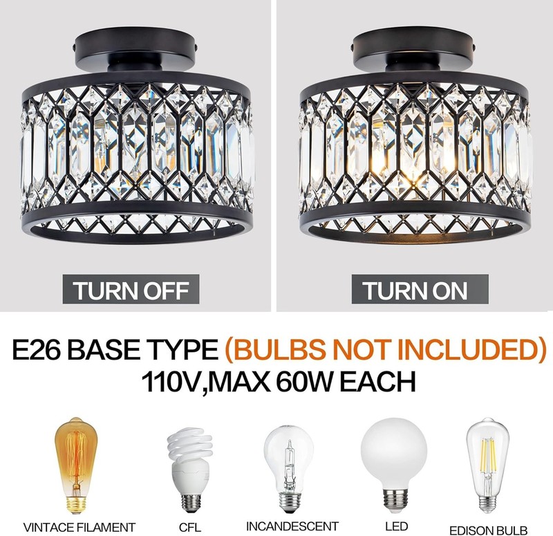 Modern Semi Flush Mount Crystal Ceiling Light - 5400 Lumen Elegance for Any Room gallery