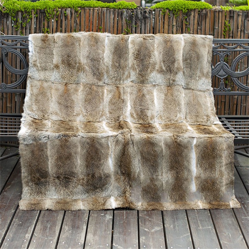 100% Genuine Real Rabbit Fur Throw Soft Bedspread Blanket 55in×63in Straw yellow gallery