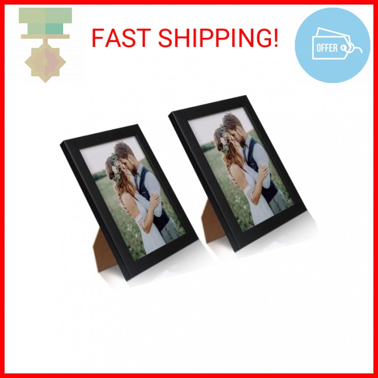 PECULA 2 Pack 5x7 Picture Frame, Black Picture Frame for Wall and Tabletop Displ gallery