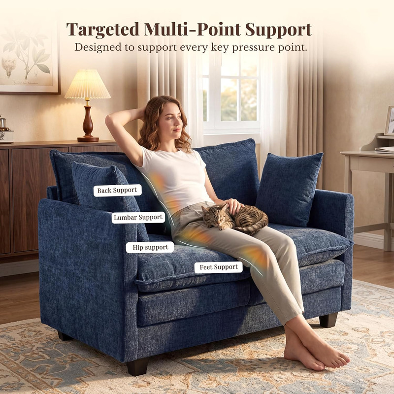 Loveseat Sofa with Cloud 3-Layer Cushion & 27" Deep Seat, Modern Small Couch wit gallery