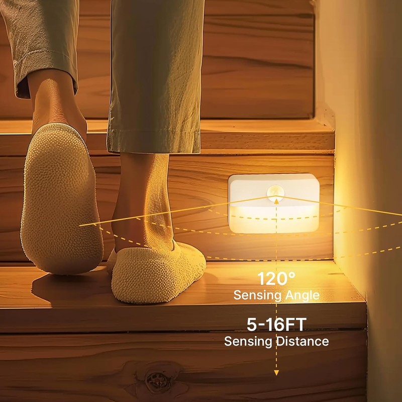 8 Pack Motion Sensor Stair Lights Indoor Battery Operated Wireless LED Night gallery