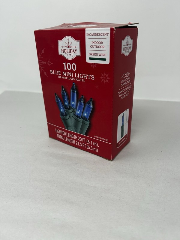 Holiday Time 100 Blue Mini String Lights Christmas with Green Wire NEW gallery