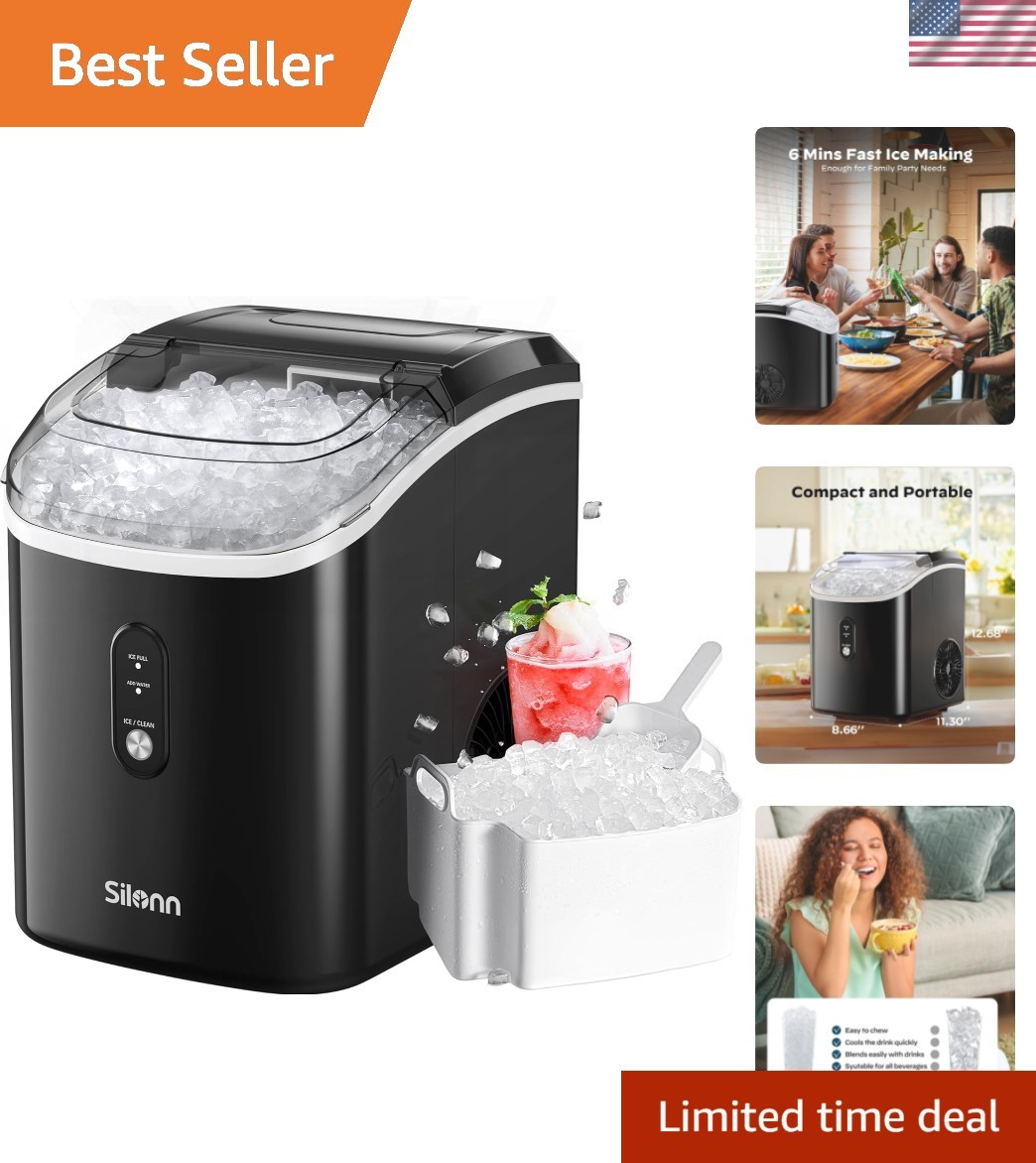 Compact Pellet Ice Maker - Self-Cleaning, 33Lbs/24H, Perfect for Home/Office gallery