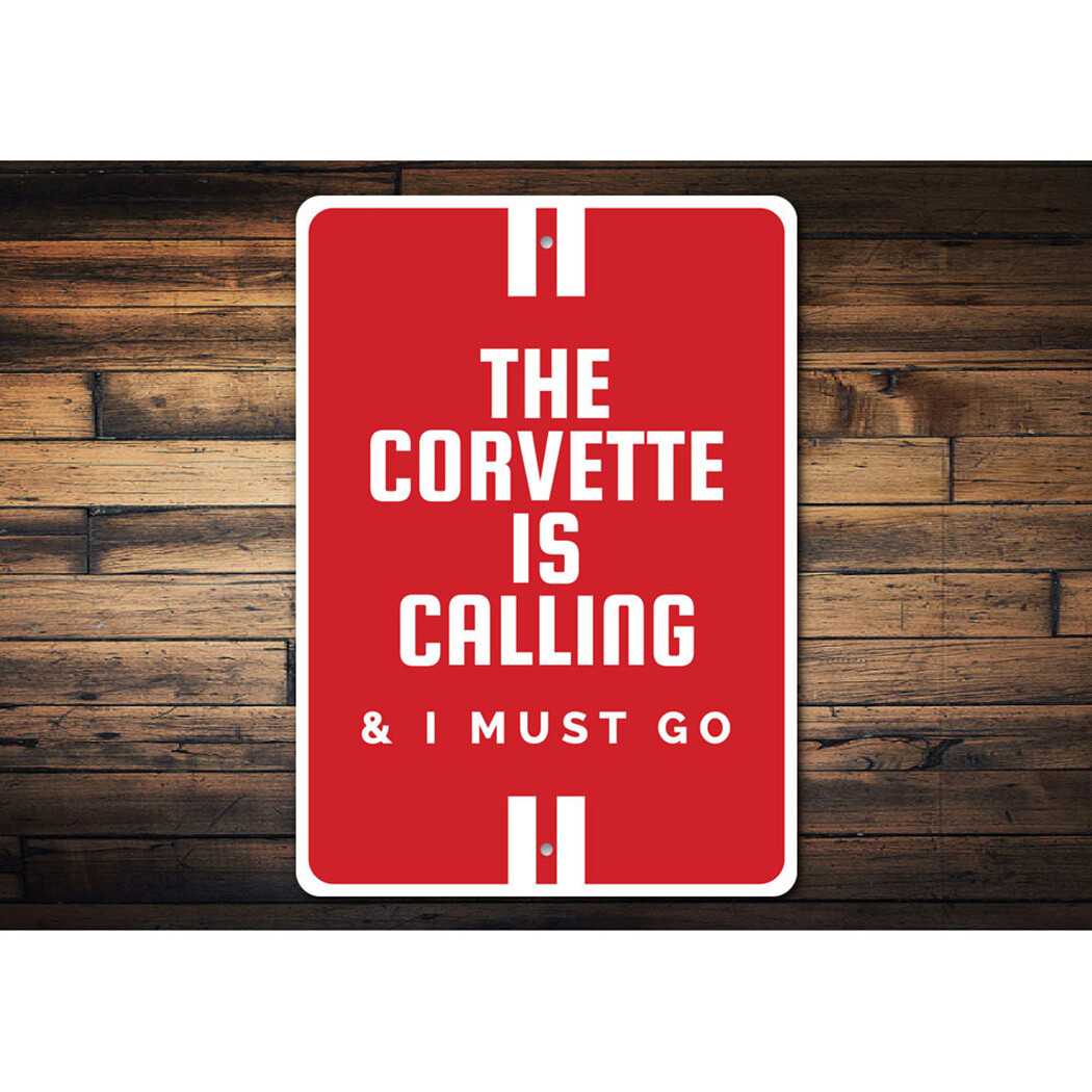 The Corvette Is Calling Chevy Metal Sign Chevrolet Automotive Car Man Cave Sport gallery