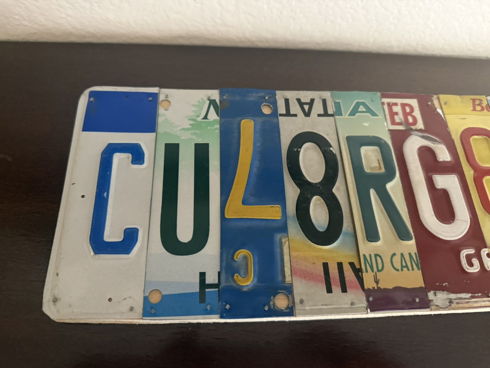Custom License Plate Art “CUL8rG8R” Wood Mount Decor Signed By Artist One Owner gallery