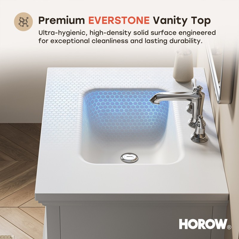 HOROW 30x22 In Classic Rectangular Single Sink Basin Vanity Top White gallery