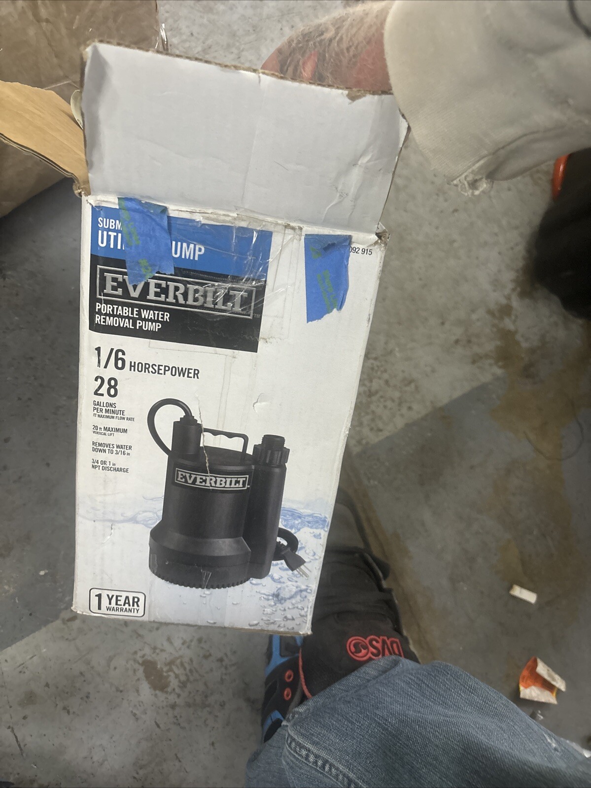 Everbilt Submersible Utility Pump 1/6 HP 1680 GPH 115V Switchless Thermoplastic gallery