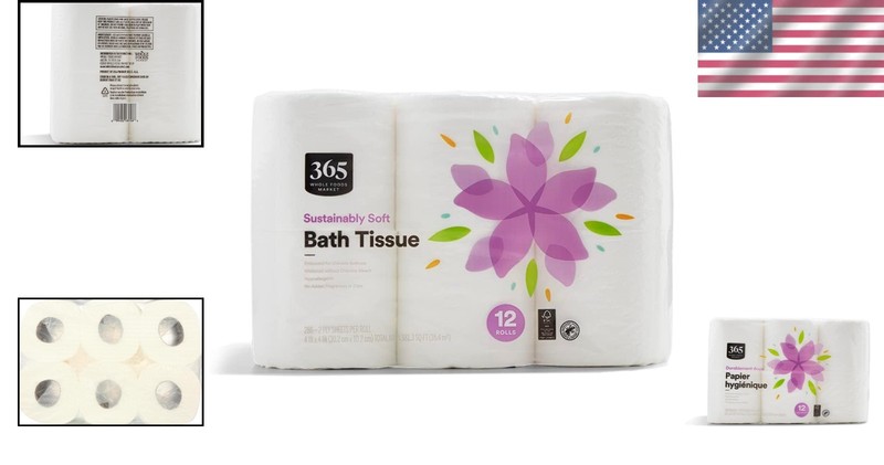 Soft Multi-Ply Bath Tissue, Hypoallergenic & 100% Recycled - 12 Rolls Package gallery