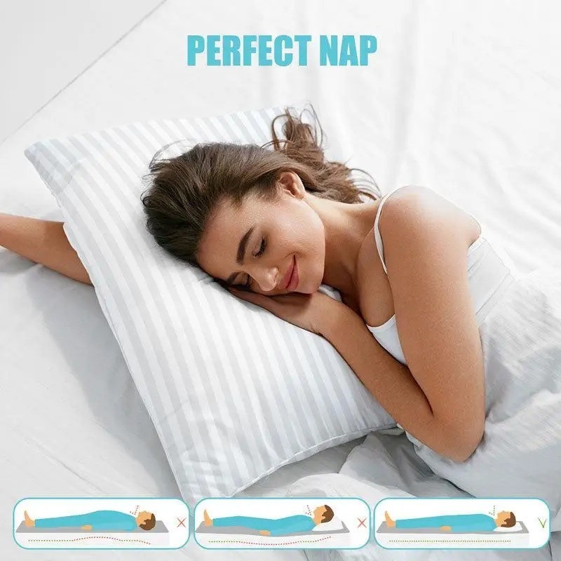 2 Pack Quilted Bed Pillows White Down Feather Standard King Size Pillow-USA gallery