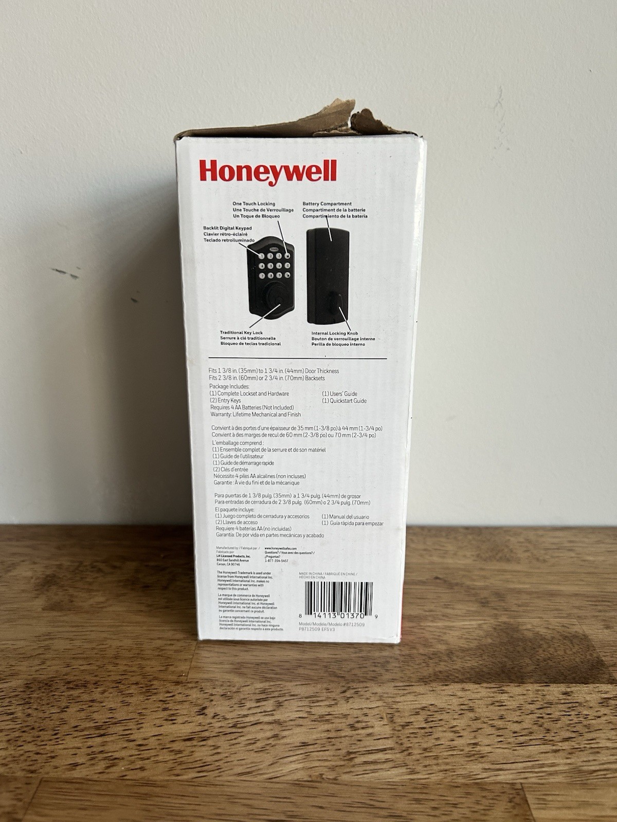 Honeywell Digital Deadbolt With Keypad Matte Black Model 8712509 gallery