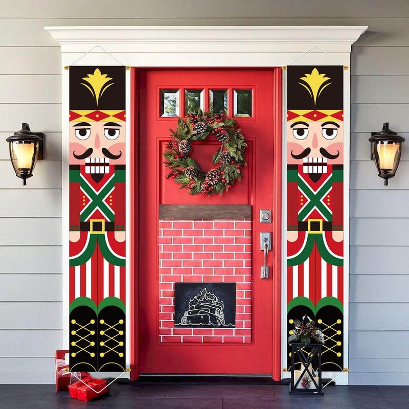 Nutcracker Soldier Christmas Decorations, 2Pc 71X13In Outdoor Yard Banner, Fade gallery
