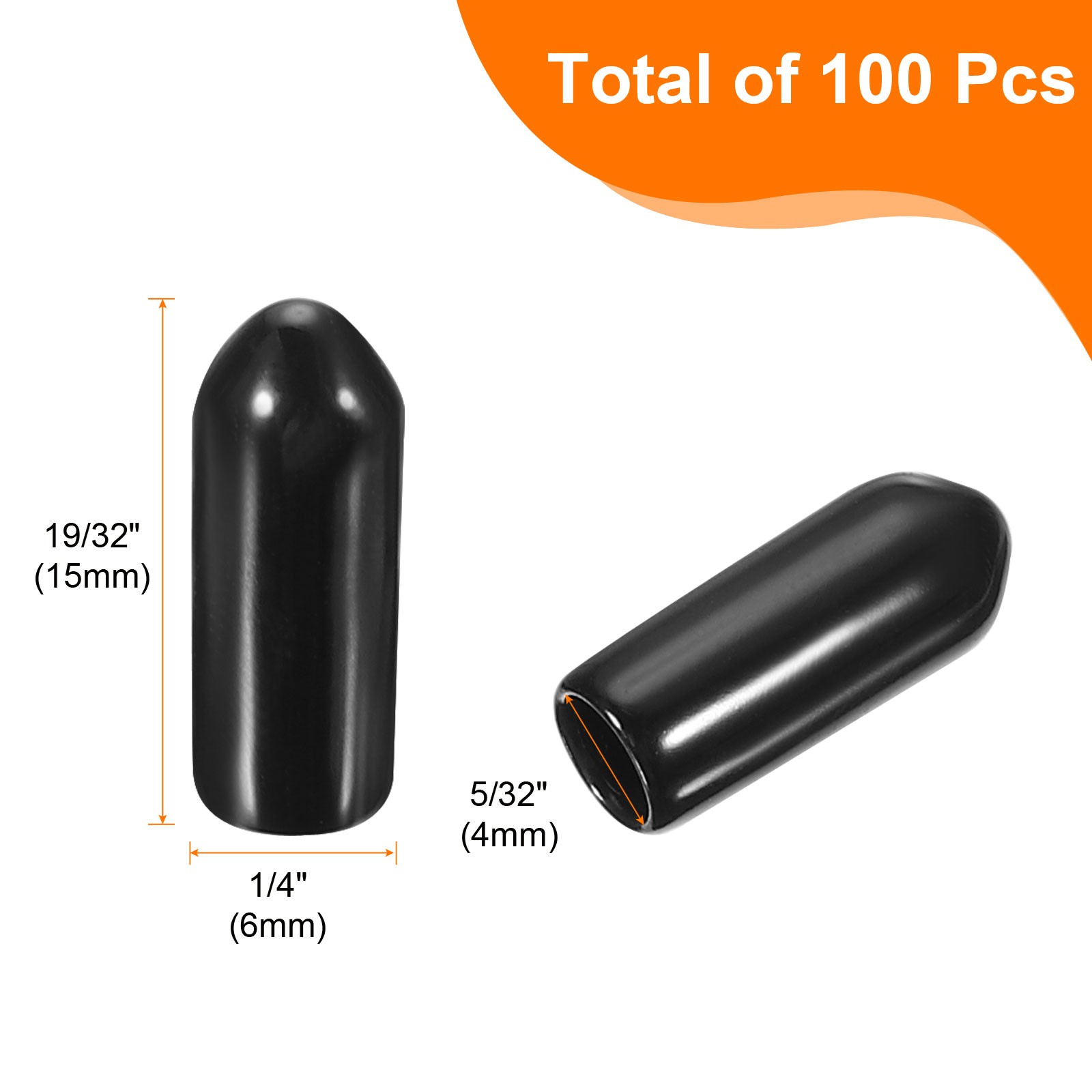 100pcs Pegboard Hook Tip Protector Rubber End Caps Inner Dia 4mm Black gallery