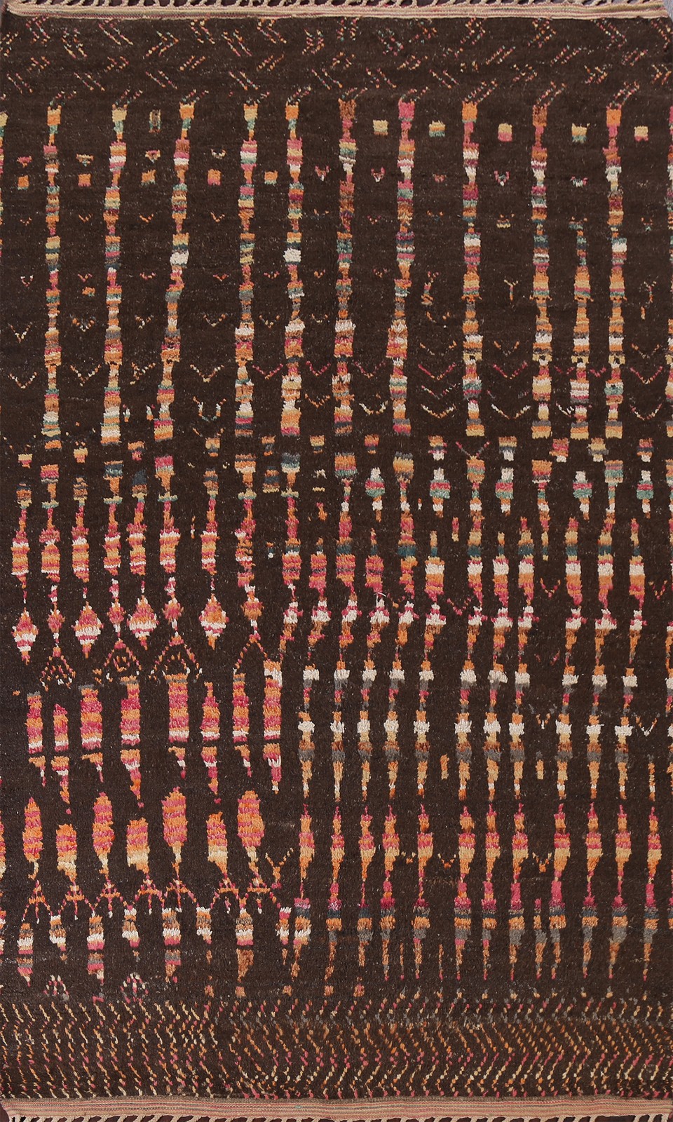 Black Moroccan Area Rug 7x11 Ft Handmade Oriental Wool Contemporary Carpet gallery