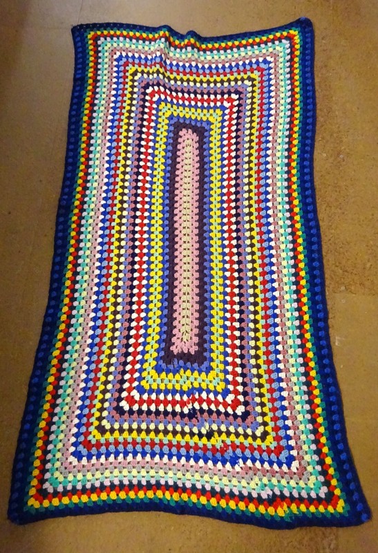 Hand Crocheted Multi-Coloured Rectangular Granny Throw Rug Blanket 185cm x 102cm gallery