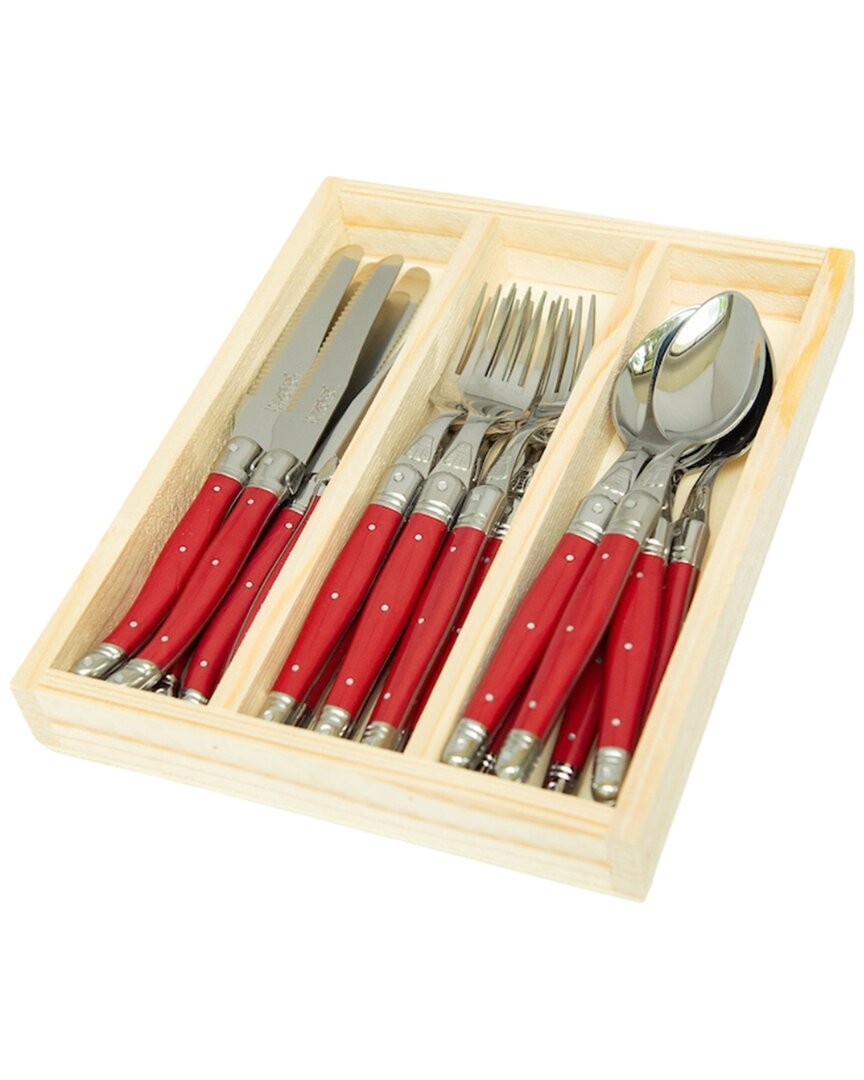 Jean Dubost 18Pc Everyday Flatware Set With Tray Red gallery