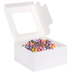 24pcs Cake Boxes 10x10x5 Inches White Square with Window for Bakery Treats