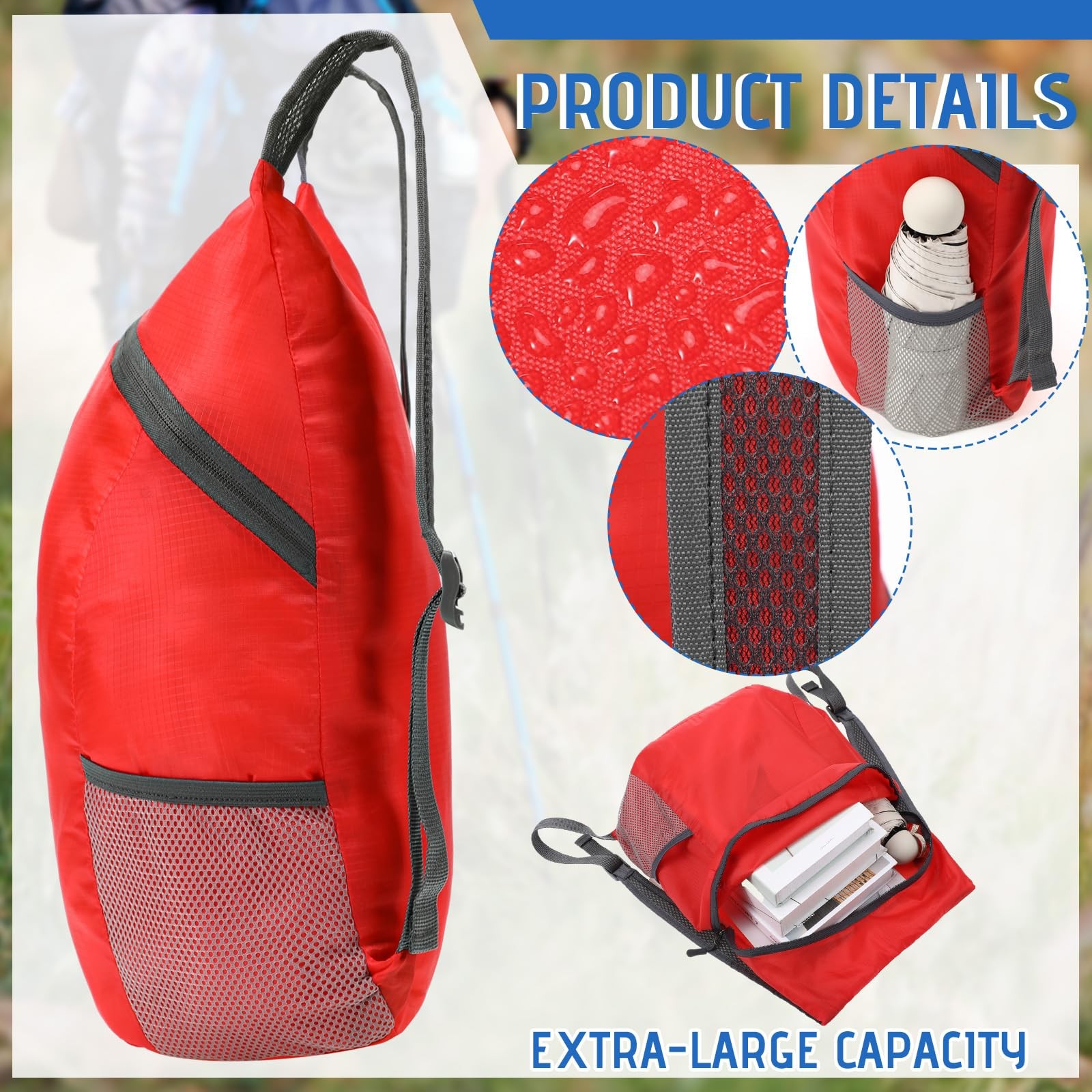 6 Pack Lightweight Packable Backpack 20L Hiking Daypacks Water Resistant Fold... 3