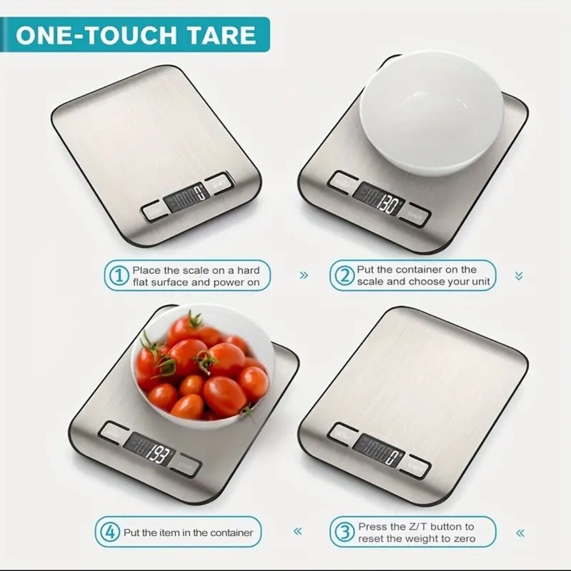 Digital Kitchen Scale 304 Stainless Steel Weigh Up To 11lbs/5kg, 0.1g Accuracy gallery