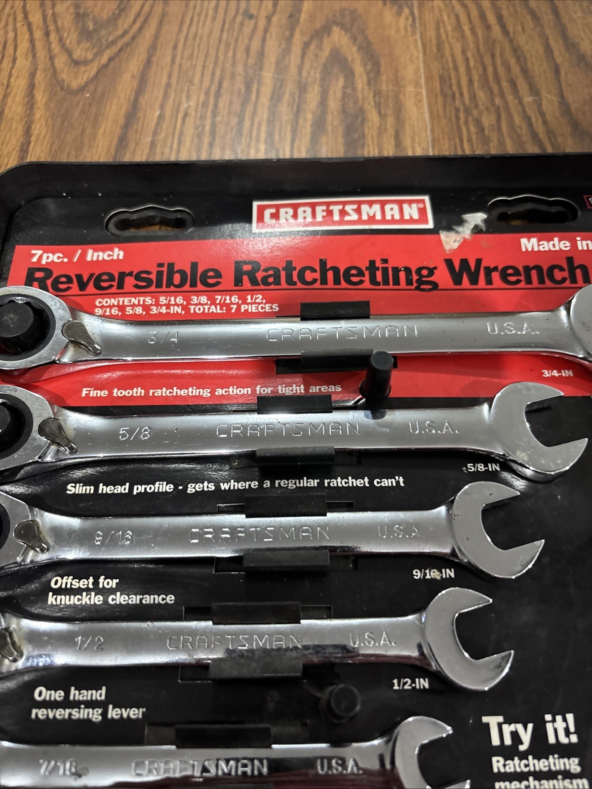 Sears Craftsman 7pc Inch Reversible Ratcheting Wrench Set 42406 5/15-3/4 gallery