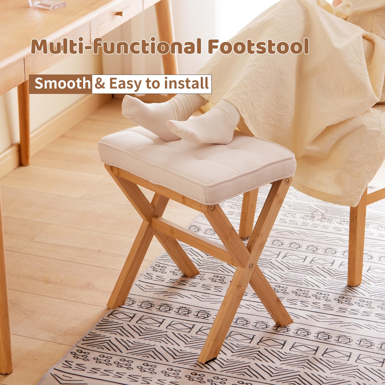 Foot Stool Small Ottoman Foot Rest Padded Foot Stool Desk for Under Office De... gallery