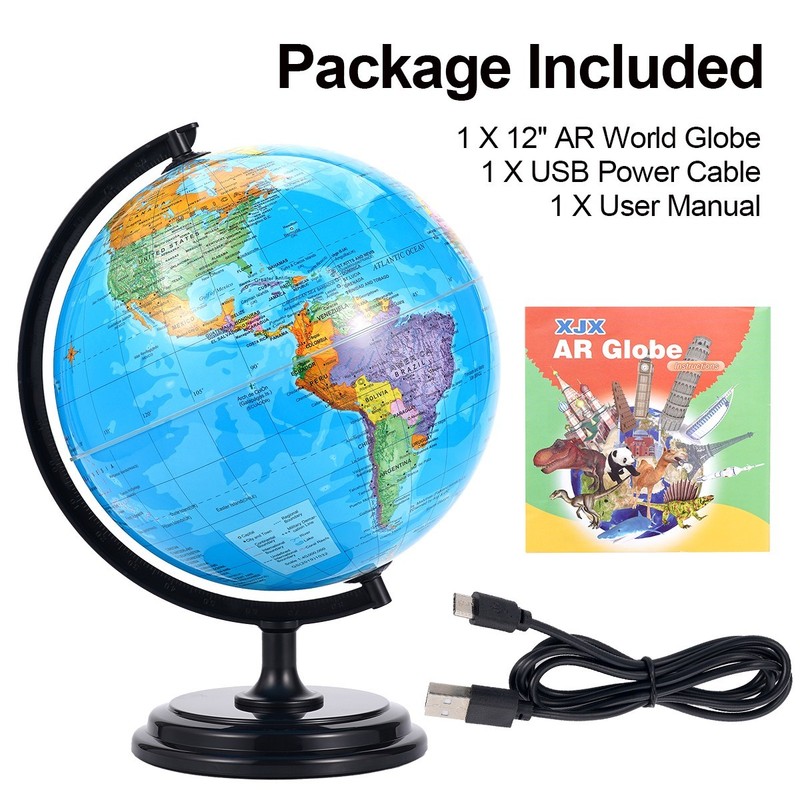 3D AR Large World Globe on Stand Ocean Earth Rotating World Map Geography Gift gallery