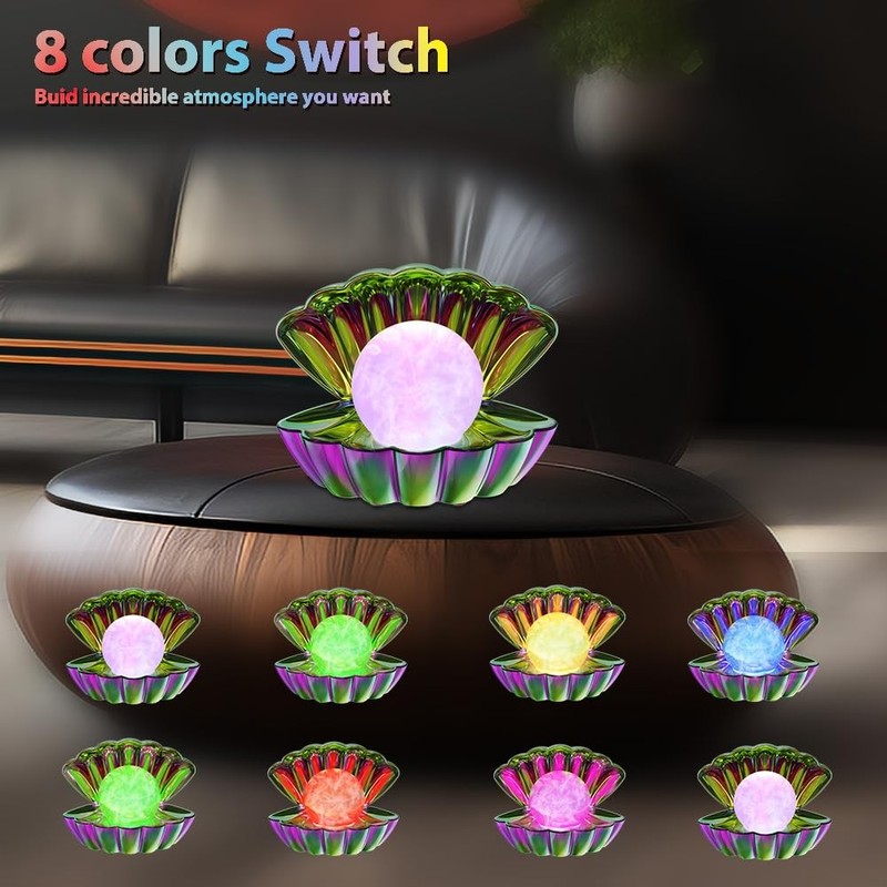 Electroplating Colorful Shell Pearl LED Night Light RGB 8 Colors Changing Lamp gallery