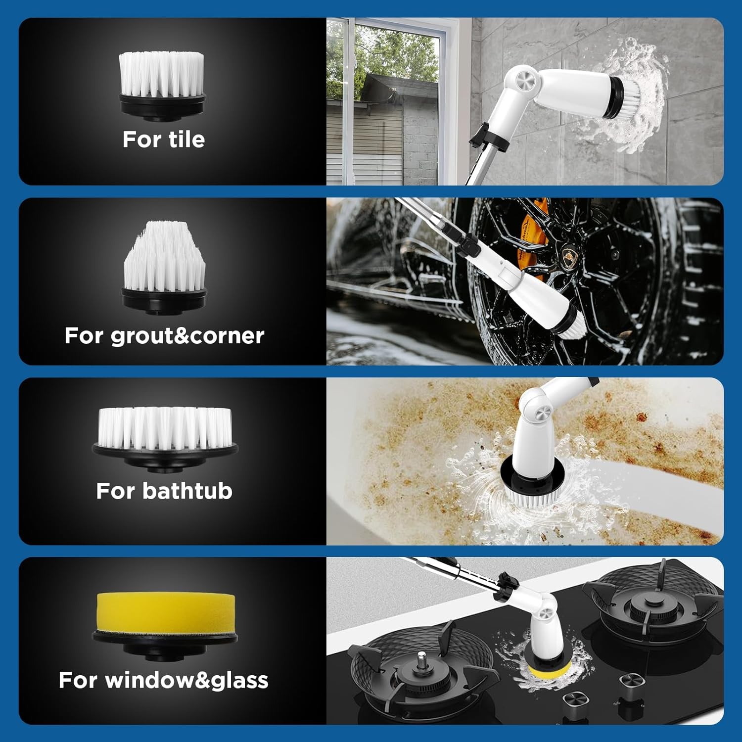 Swtroom Electric Spin Scrubber, Extendable Handle, 2 Speed USB-C HK036-A - White gallery