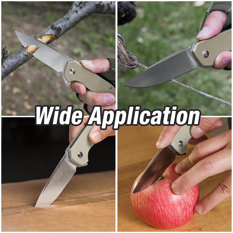 FLISSA Pocket Folding Tactical Knife D2 Blades Liner Lock EDC Knife W/G10 Handle gallery